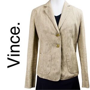 Vince Linen Blend Blazer Women’s Size 6 Beige Tailored Jacket